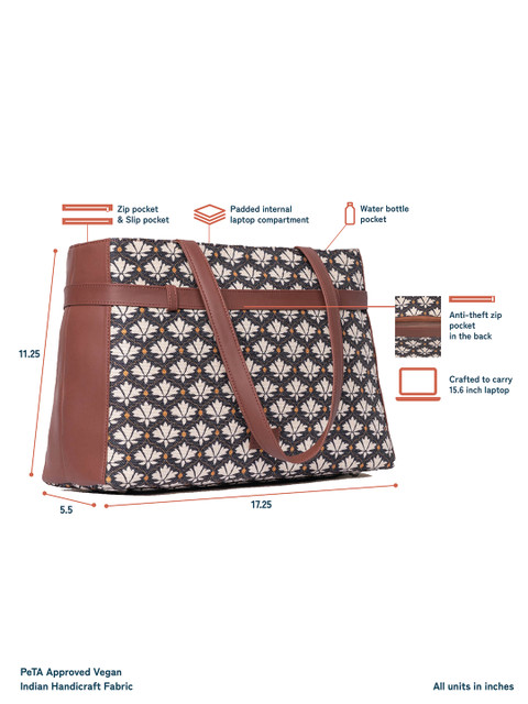 ZOUK Floral Printed Oversized Shopper Shoulder Tote Bag - Image 9