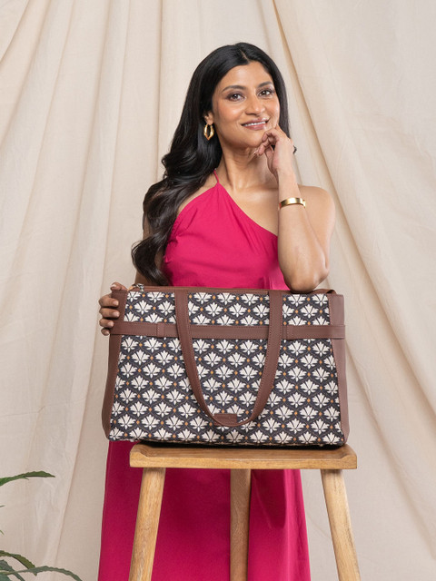 ZOUK Floral Printed Oversized Shopper Shoulder Tote Bag