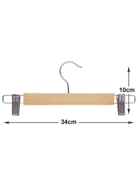 Kuber Industries 6 Pieces Brown Wooden Open Ended Natural Finish Closet Hangers - Image 6