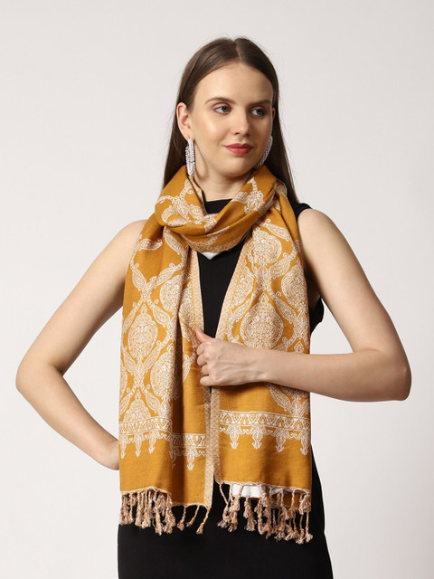 SWI Stylish Tasselled Paisley Woven Design Woollen Stole