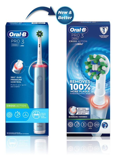 Oral - B Pro 3 Electric Toothbrush with Triple Pressure Control - White & Blue - Image 9