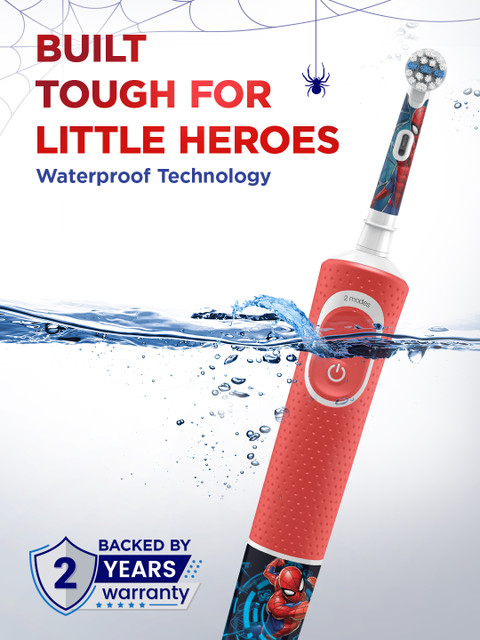 Oral - B Kids Spiderman Electric Rechargeable Toothbrush - Red - Image 7