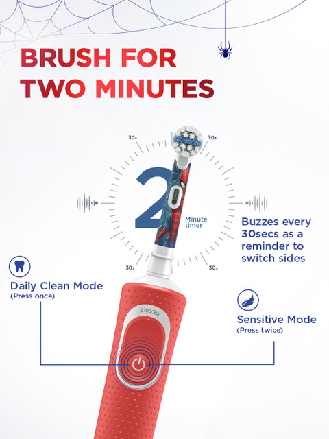 Oral - B Kids Spiderman Electric Rechargeable Toothbrush - Red - Image 5