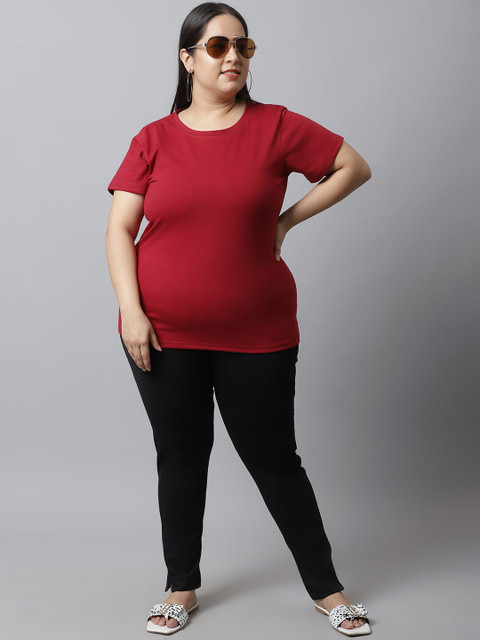 UnaOne Plus Size Pack Of 2 Typography Printed Cotton T-shirt - Image 7