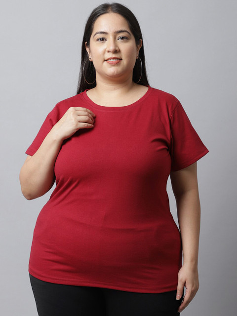 UnaOne Plus Size Pack of 2 Round Neck Cotton Regular Fit T-shirts - Image 2