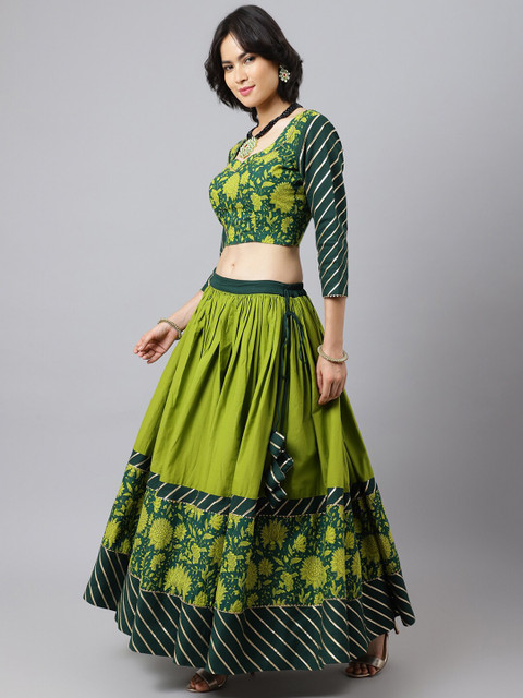 Khushal K Floral Printed Cotton Lehenga & Blouse With Dupatta - Image 5
