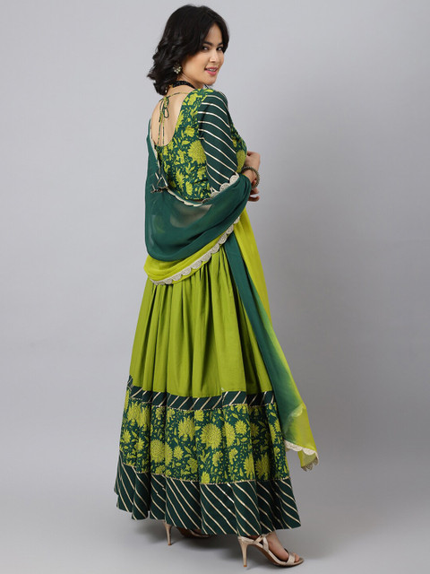 Khushal K Floral Printed Cotton Lehenga & Blouse With Dupatta - Image 6