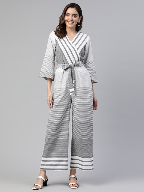 Cottinfab Striped Culotte Jumpsuit