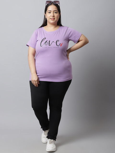 UnaOne Plus Size Pack Of 2 Typography Printed Cotton T-shirt - Image 6