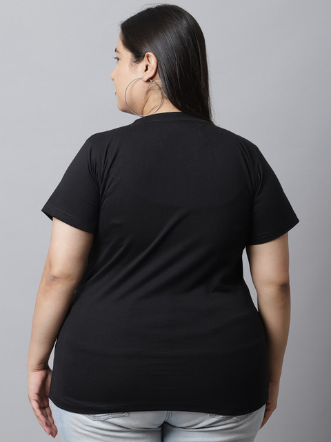 UnaOne Pack Of 2 Plus Size Typography Printed Cotton Regular Fit T-shirt - Image 5