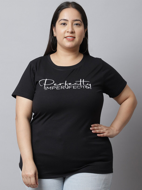 UnaOne Plus Size Pack Of 2 Typography Printed Cotton T-shirt - Image 2