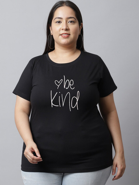UnaOne Plus Size Pack Of 2 Typography Printed Cotton T-shirt - Image 2