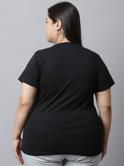 UnaOne Plus Size Pack Of 2 Typography Printed Cotton T-shirt - Image 5