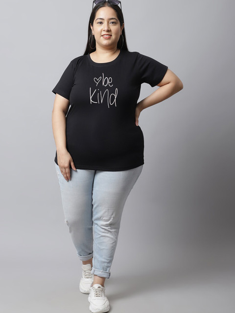 UnaOne Plus Size Pack Of 2 Typography Printed Cotton T-shirt - Image 7