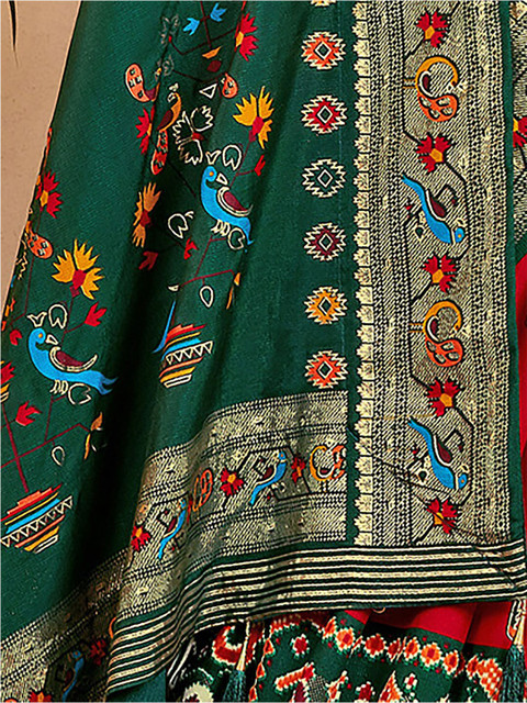 Anouk Ethnic Motifs Printed Zari Patola Saree - Image 3