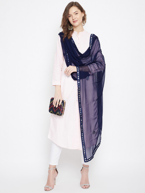 Clora Creation Ethnic Motifs Embroidered Dupatta With Mirror Work - Image 5
