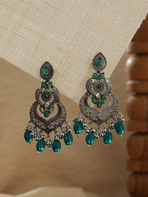 Jazz and Sizzle Silver-Plated Kundan Studded Animal Shaped Chandbalis