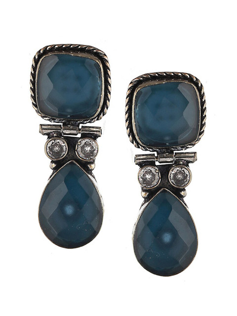 Saraf RS Jewellery Silver-Plated Contemporary Drop Earrings - Image 2