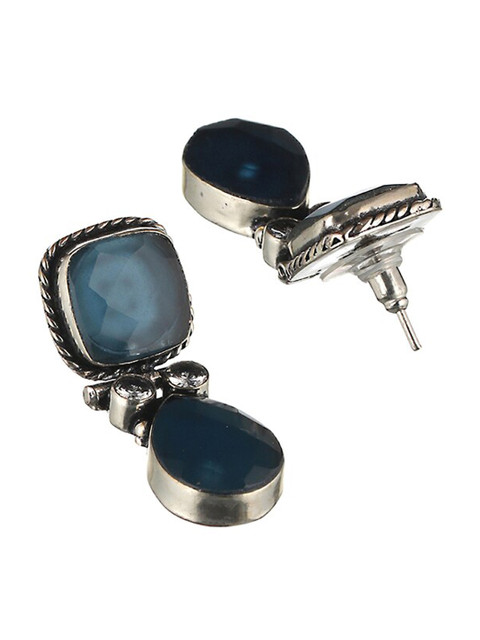 Saraf RS Jewellery Silver-Plated Contemporary Drop Earrings - Image 3