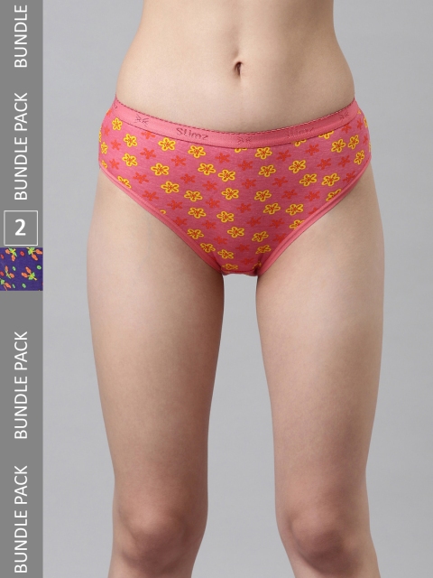 DIXCY SCOTT Slimz Women Pack Of 4 Assorted Cotton Hipster Briefs