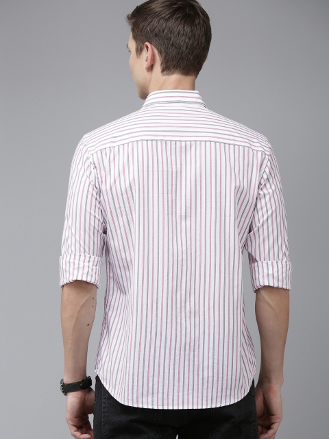Park Avenue Men Pure Cotton Slim Fit Opaque Striped Casual Shirt - Image 5