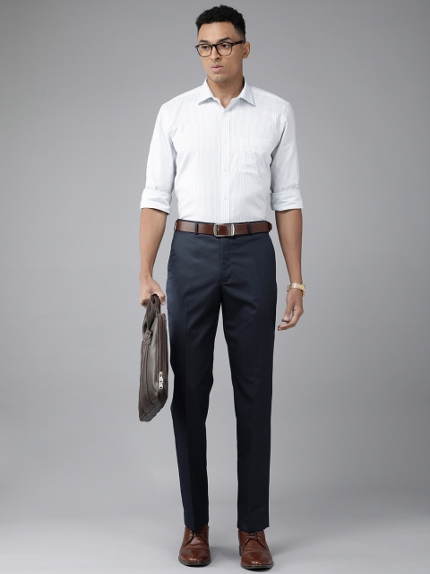 Park Avenue Men Solid Slim Fit Flat Front Formal Trousers - Image 4
