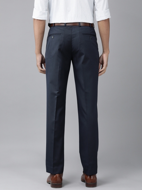 Park Avenue Men Solid Slim Fit Flat Front Formal Trousers - Image 3