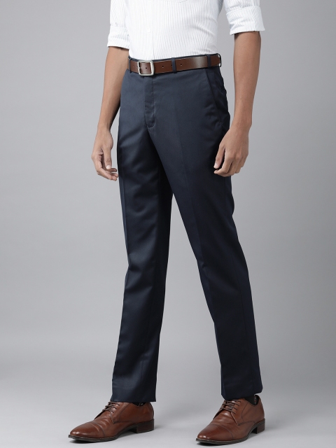 Park Avenue Men Solid Slim Fit Flat Front Formal Trousers - Image 2
