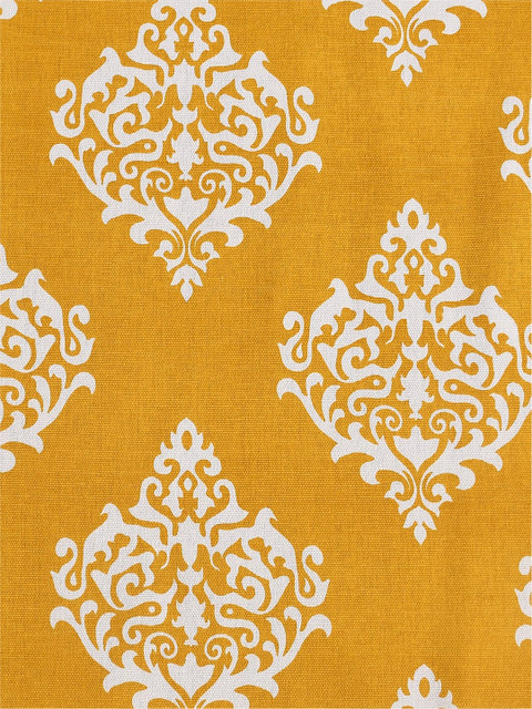 URBAN SPACE Mustard-Yellow & White Ethnic Motif Printed 6-Seater Pure Cotton Table Runners - Image 3