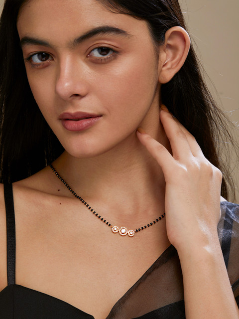 MINUTIAE Gold-Plated Crystals-Studded Mangalsutra