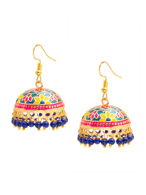 Shining Jewel - By Shivansh Gold-Plated Contemporary Jhumkas Earrings