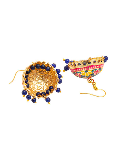 Shining Jewel - By Shivansh Gold-Plated Contemporary Jhumkas Earrings - Image 3