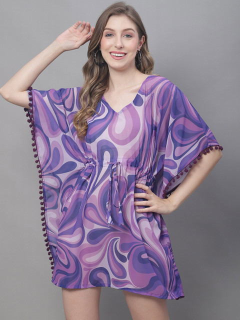 Claura Purple Tie and Dye Swimwear Cover Up kaftan Dress