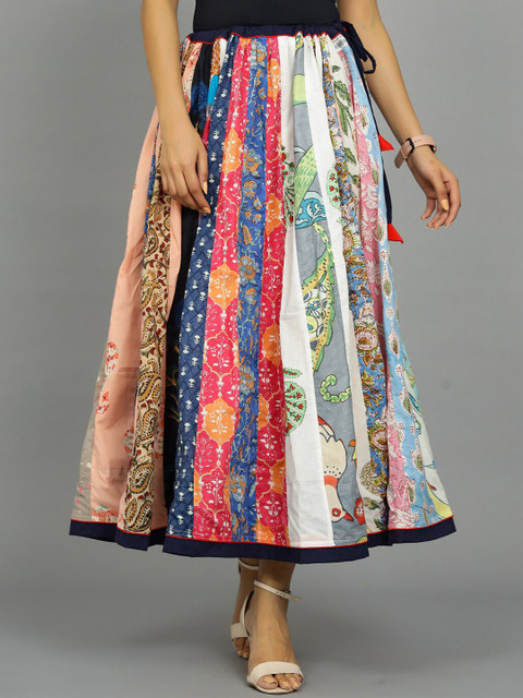 HANDICRAFT PALACE Block Printed Pure Cotton Cambric Maxi Skirt