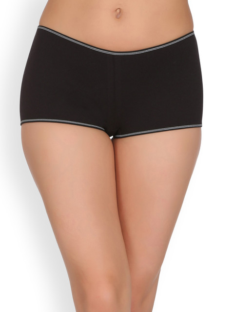 Clovia Women Black Mid Waist Boyshorts