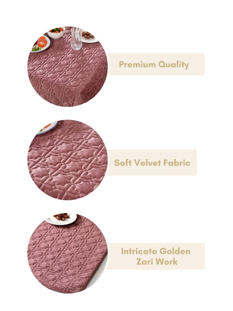 Nestasia Pink Quilted 6-Seater Velvet Table Cloth - Image 7