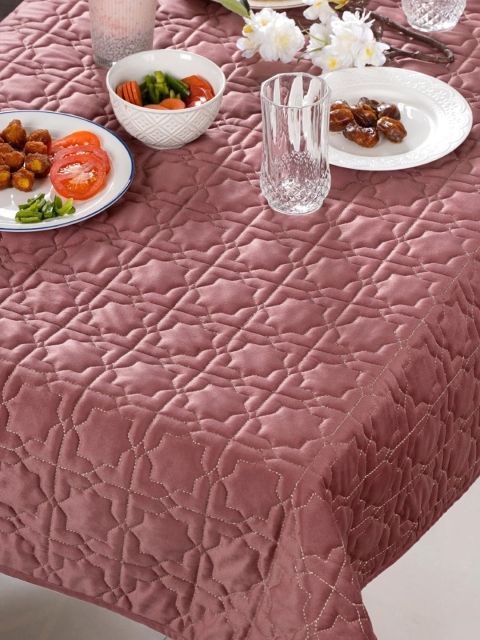 Nestasia Pink Quilted 6-Seater Velvet Table Cloth - Image 3