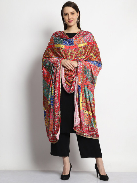 SWI Stylish Women Digital Printed Bridal Mirror Work Chiffon Dupatta - Image 5