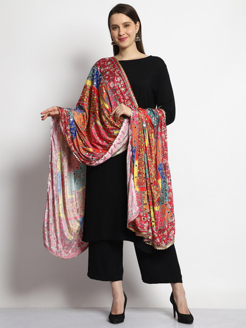 SWI Stylish Women Digital Printed Bridal Mirror Work Chiffon Dupatta - Image 6