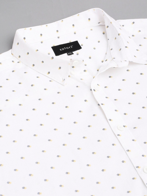 Sztori Plus Size Classic Micro Ditsy Printed Casual Pure Cotton Shirt - Image 2