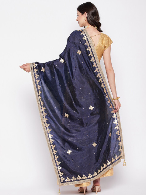 Clora Creation Floral Embroidered Dupatta With Gotta Patti - Image 4