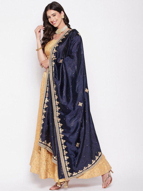 Clora Creation Floral Embroidered Dupatta With Gotta Patti - Image 3