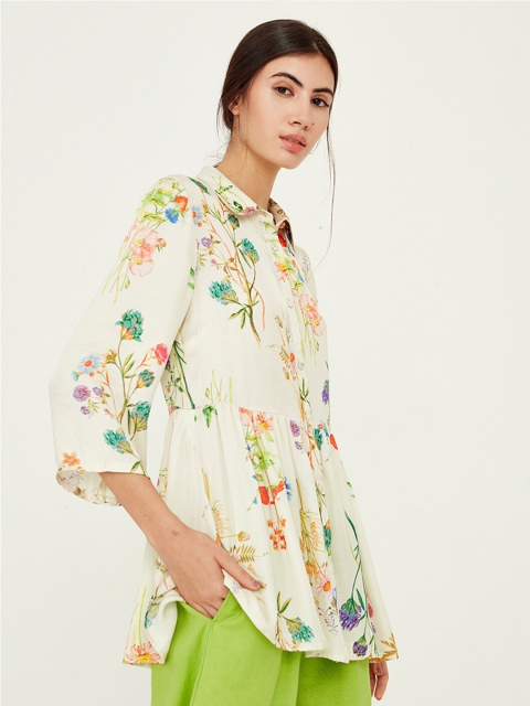 Ancestry Floral Printed Shirt Collar Shirt Style Top - Image 3