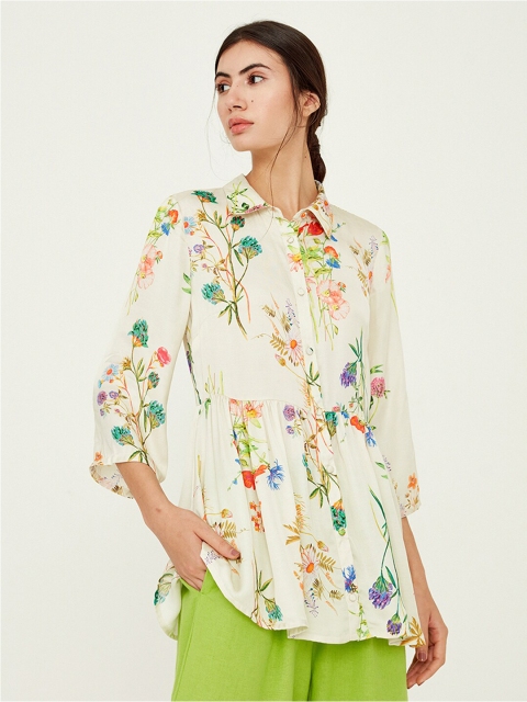 Ancestry Floral Printed Shirt Collar Shirt Style Top - Image 7