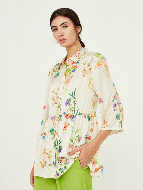 Ancestry Floral Printed Shirt Collar Shirt Style Top - Image 4