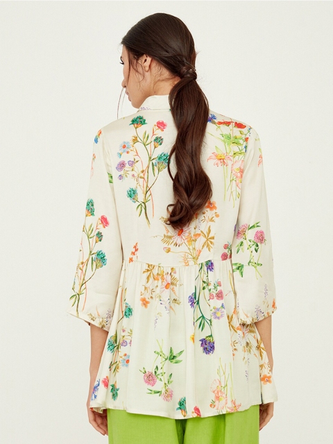 Ancestry Floral Printed Shirt Collar Shirt Style Top - Image 5
