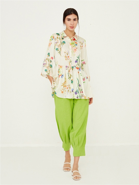 Ancestry Floral Printed Shirt Collar Shirt Style Top - Image 6