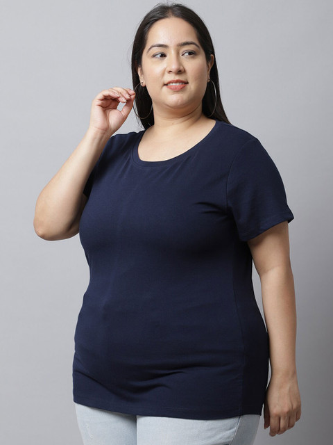 UnaOne Plus Size Pack Of 2 Regular Fit Cotton T-shirt - Image 4