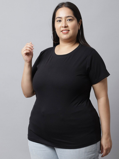 UnaOne Plus Size Pack Of 2 Round Neck Cotton T-shirt - Image 4