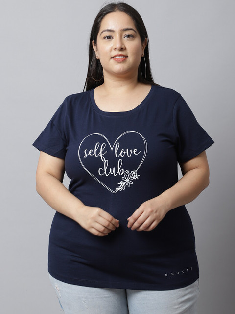 UnaOne Plus Size Pack Of 2 Printed Pure Cotton T-shirt - Image 2